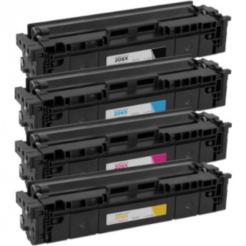 Compatible HP 206X High-Yield Toner Cartridge 4-Piece Combo Pack
